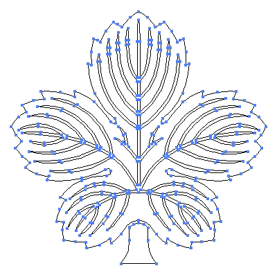 家紋「鬼梶の葉」紋のベクターフリー素材のアウトライン画像