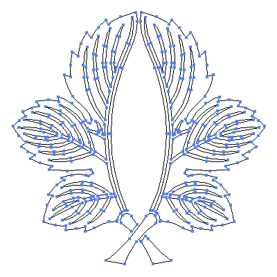 家紋「外割り鬼梶の葉」紋のベクターフリー素材のアウトライン画像