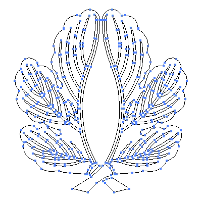 家紋「外割り梶の葉」紋のベクターフリー素材のアウトライン画像