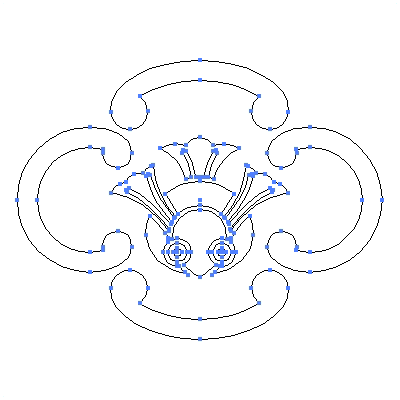 家紋「四つ鐶菱に雀」紋のベクターフリー素材のアウトライン画像