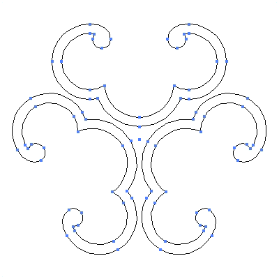 家紋「頭合わせ三つ唐鐶」紋のベクターフリー素材のアウトライン画像