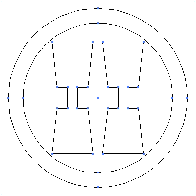 家紋「丸に並び杵」紋のベクターフリー素材のアウトライン画像