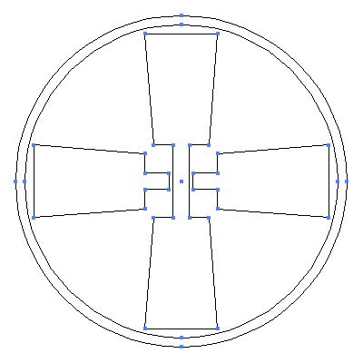 家紋「糸輪に十字杵」紋のベクターフリー素材のアウトライン画像