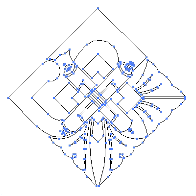 家紋「角祇園守」紋のベクターフリー素材のアウトライン画像
