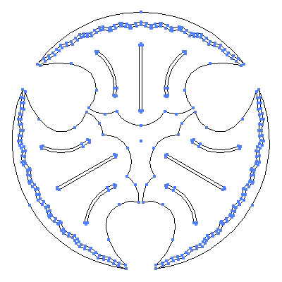 家紋「三つ鉞」紋のベクターフリー素材のアウトライン画像