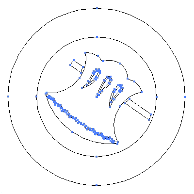 家紋「太輪に鉞」紋のベクターフリー素材のアウトライン画像