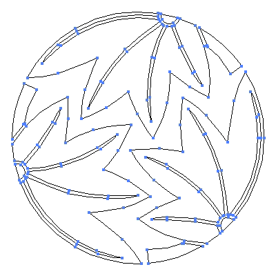 家紋「三つ割り楓」紋のベクターフリー素材のアウトライン画像