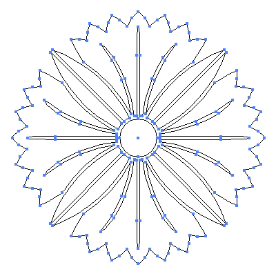 家紋「四つ葉撫子」紋のベクターフリー素材のアウトライン画像