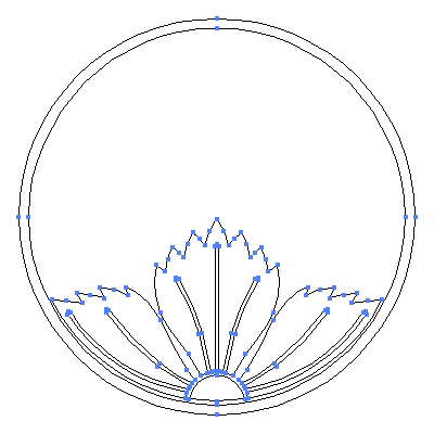 家紋「糸輪に覗き撫子」紋のベクターフリー素材のアウトライン画像