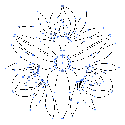家紋「三つ寄せ蘭」紋のベクターフリー素材のアウトライン画像