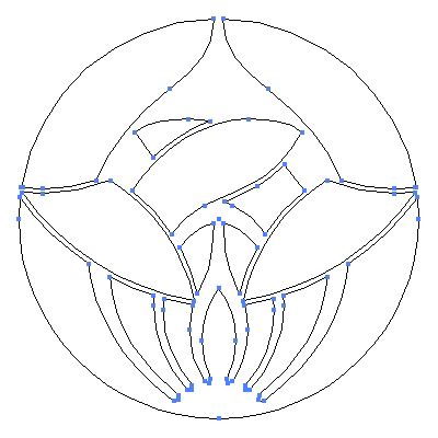 家紋「抱き蘭の丸」紋のベクターフリー素材のアウトライン画像