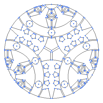 家紋「三つ割り輪宝」紋のベクターフリー素材のアウトライン画像