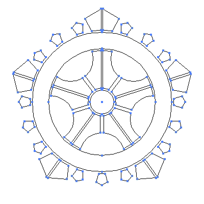 家紋「五つ輪宝」紋のベクターフリー素材のアウトライン画像