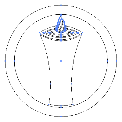 家紋「丸に一つ蝋燭」紋のベクターフリー素材のアウトライン画像