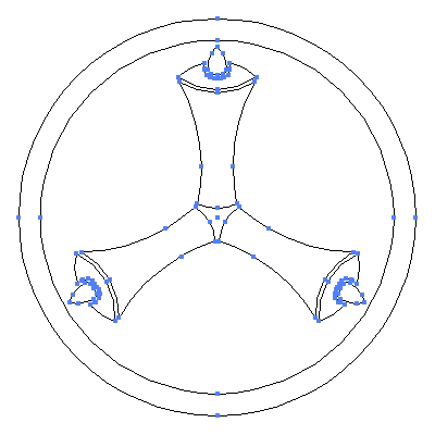 家紋「細輪に三つ蝋燭」紋のベクターフリー素材のアウトライン画像