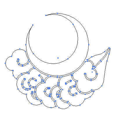 家紋「月に雲」紋のベクターフリー素材のアウトライン画像