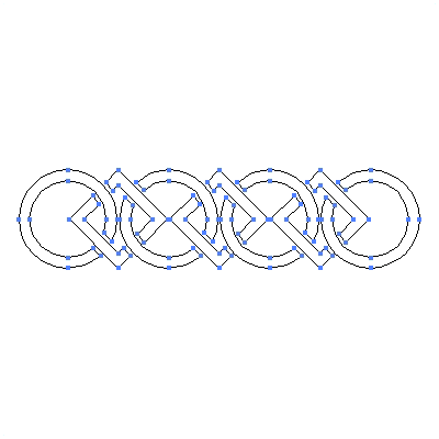 家紋「輪角繋ぎ」紋のベクターフリー素材のアウトライン画像