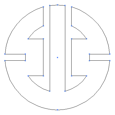 家紋「山文字丸」紋のベクターフリー素材のアウトライン画像