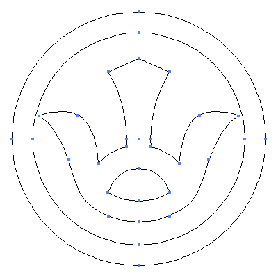 家紋「丸に山の字」紋のベクターフリー素材のアウトライン画像