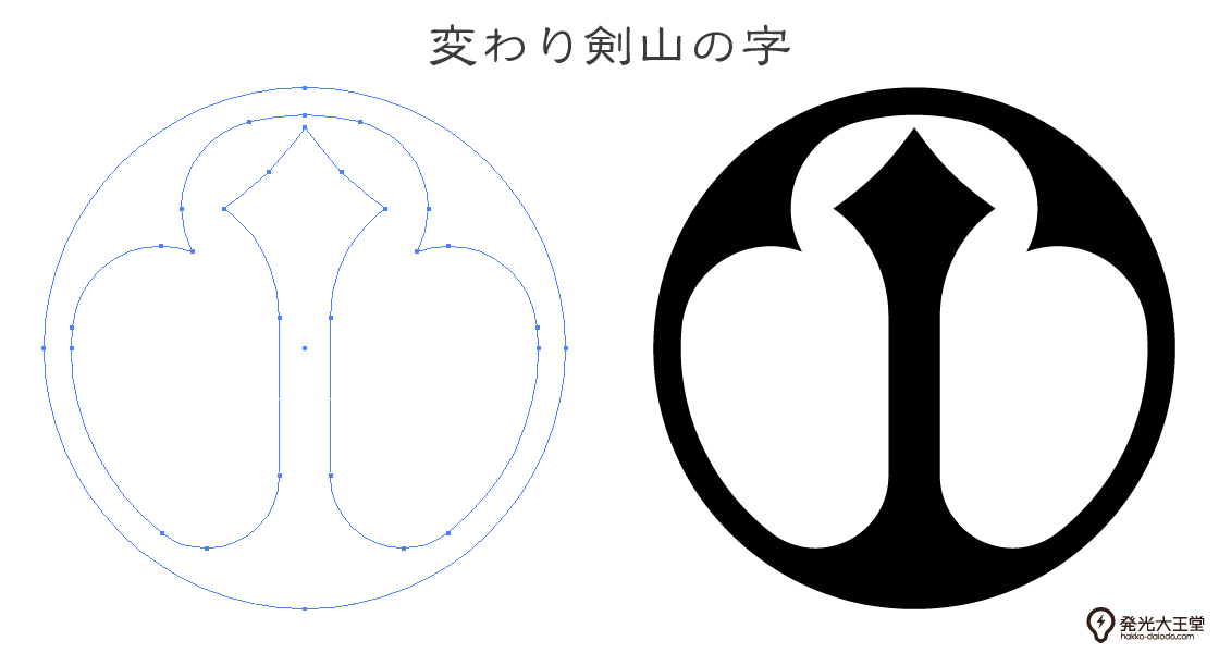 家紋・変わり剣山の字のプレビュー画像とパス画像