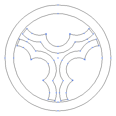 【丸に三つ梅輪】のベクターフリー素材のアウトライン画像