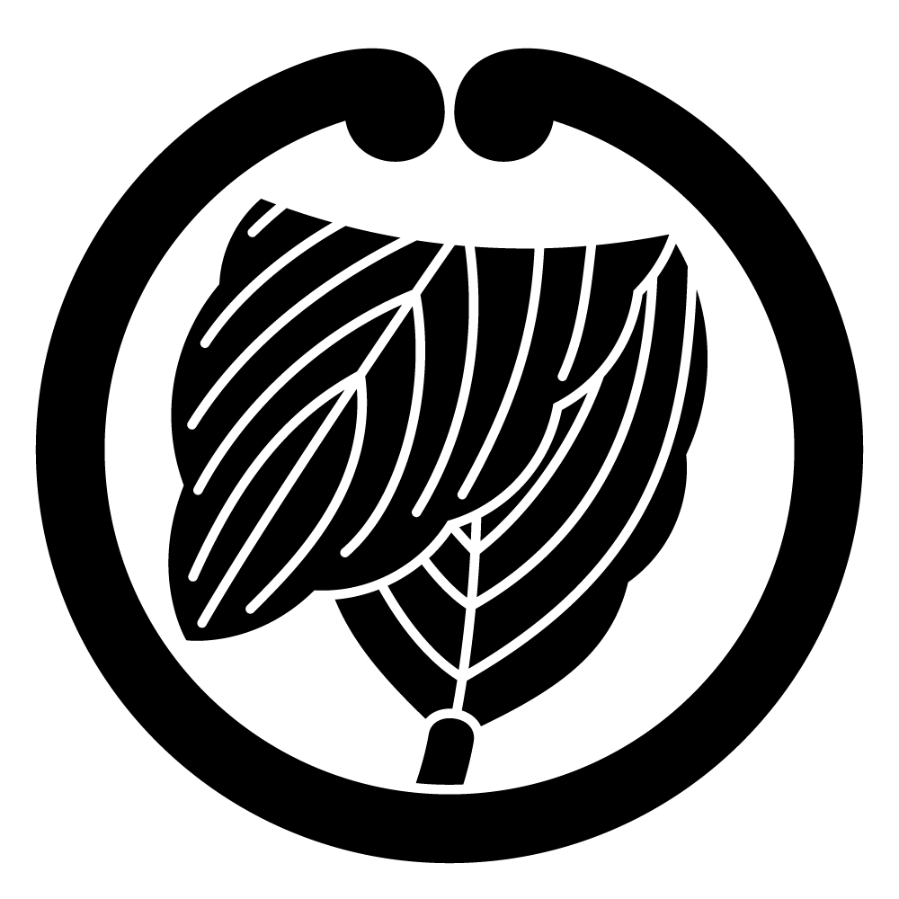 家紋「一つ蔓に折れ柏」の高精細フリー画像。