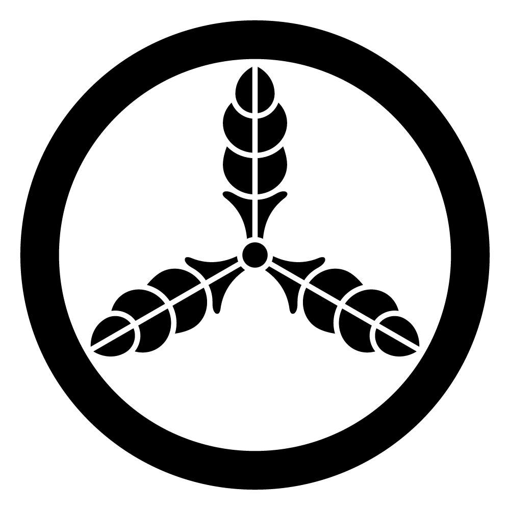 家紋「丸に芋柏」の高精細フリー画像。