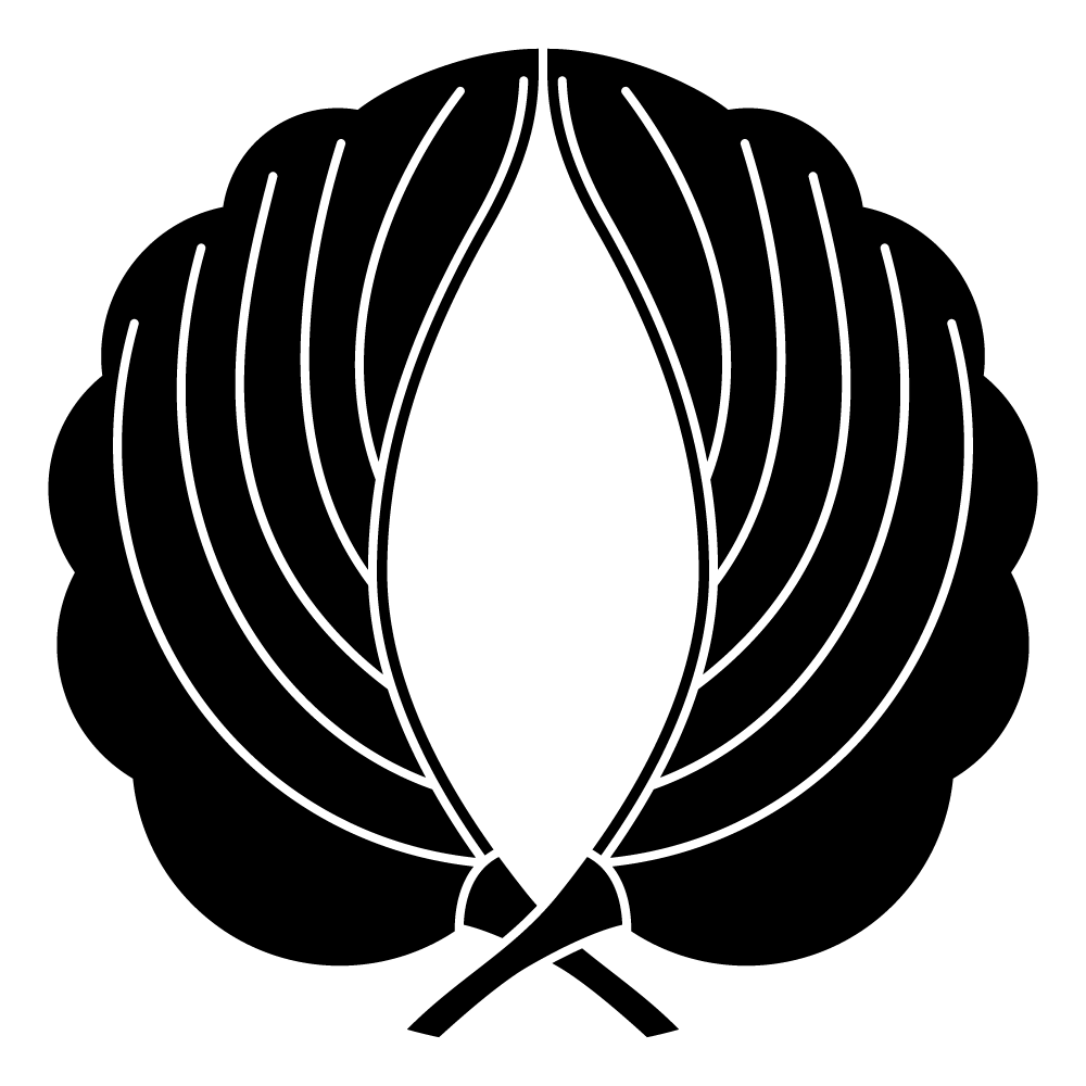 家紋「外割り抱き柏」の高精細フリー画像。