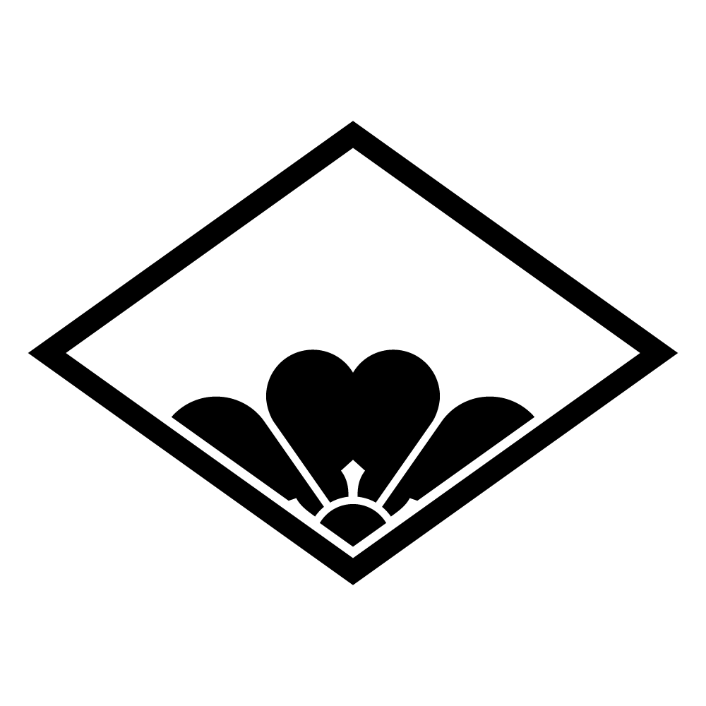 家紋「菱に覗き片喰」の高精細フリー画像。