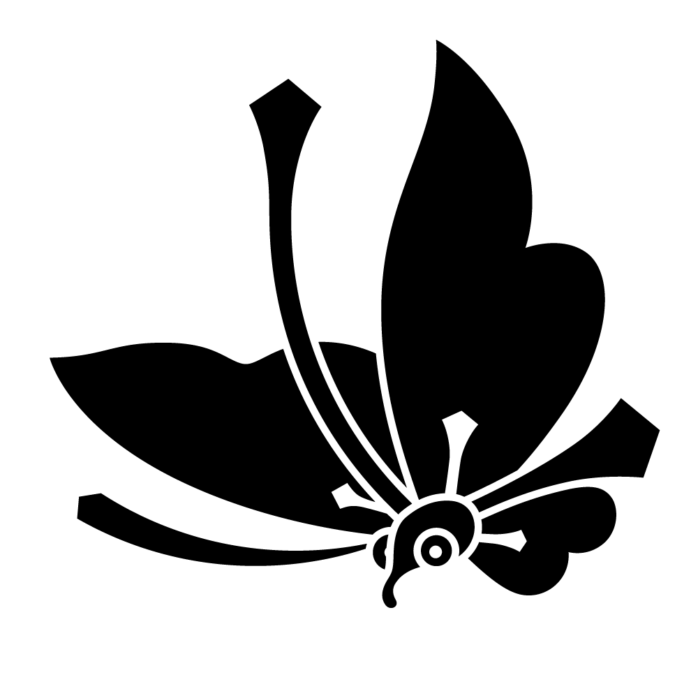 家紋「剣片喰飛び蝶」の高精細フリー画像。