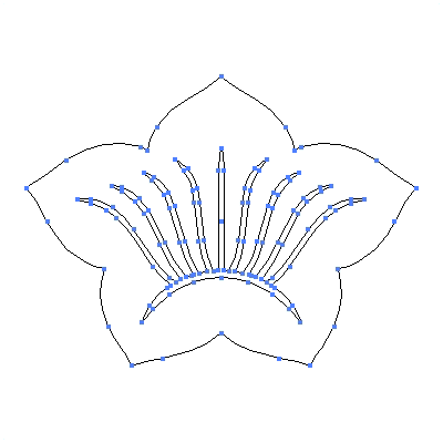 家紋「花桔梗」紋のベクターフリー素材のアウトライン画像