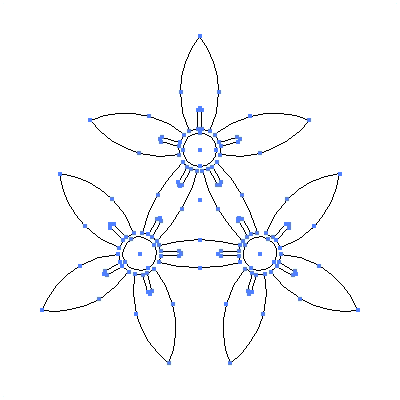 家紋「三つ持ち合い細桔梗」紋のベクターフリー素材のアウトライン画像