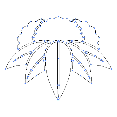 家紋「杵築き笹」紋のベクターフリー素材のアウトライン画像