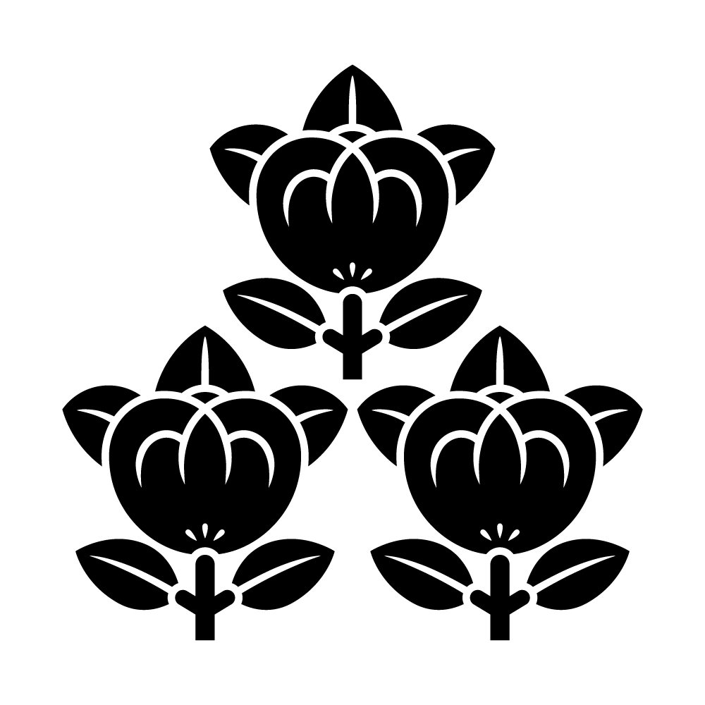 家紋「三つ盛り橘」の高精細フリー画像。