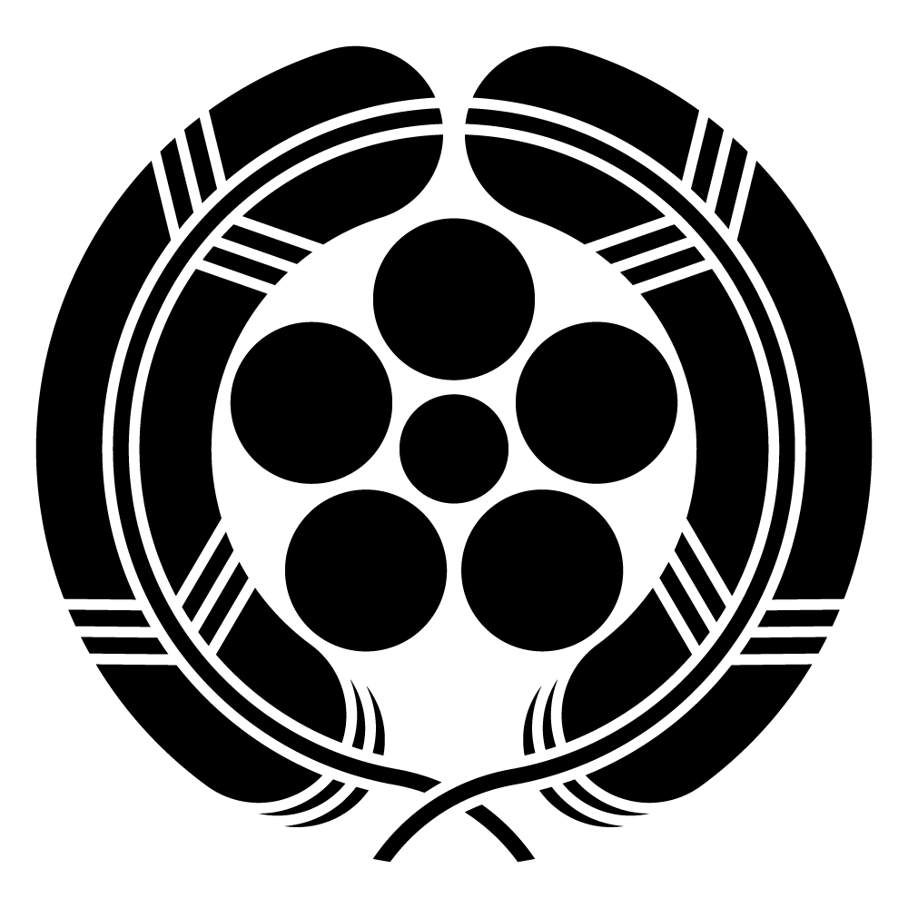 家紋「抱き鷹の羽に星梅鉢」の高精細フリー画像。