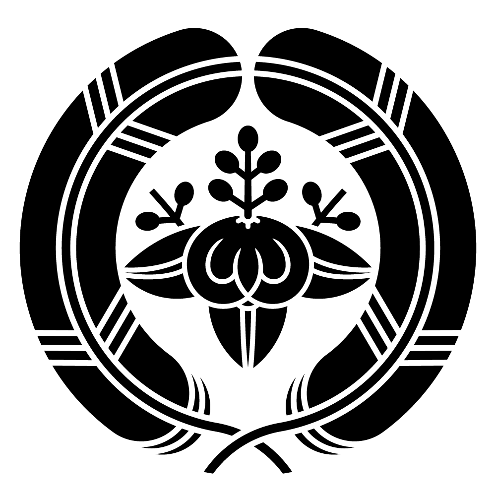 家紋「抱き鷹の羽に橘桐」の高精細フリー画像。