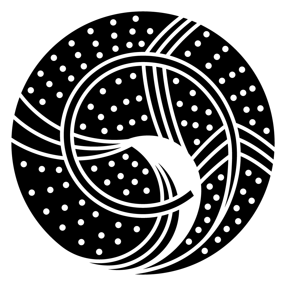 家紋「斑入り一つ鷹の羽巴」の高精細フリー画像。