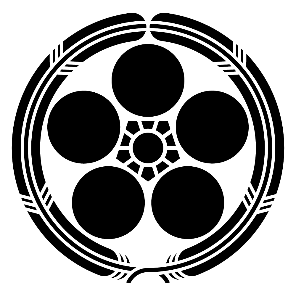 家紋「細抱き鷹の羽に梅鉢」の高精細フリー画像。