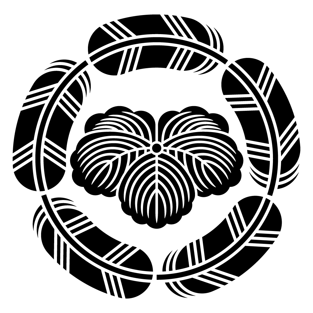 家紋「五つ鷹の羽丸に石州蔦」の高精細フリー画像。