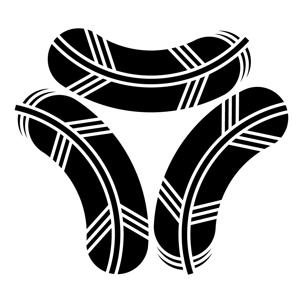 家紋「三つ反り鷹の羽2」の高精細フリー画像。