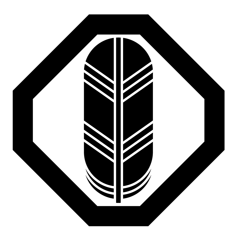 家紋「隅切り角に一つ鷹の羽」の高精細フリー画像。