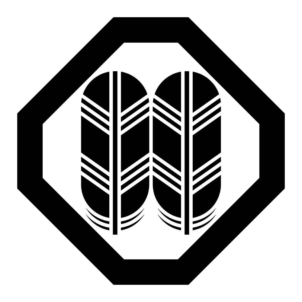 家紋「隅切り角に並び鷹の羽」の高精細フリー画像。