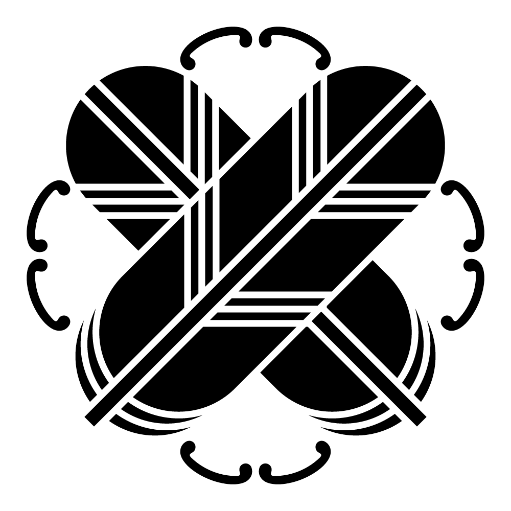 家紋「八つ環に違い鷹の羽」の高精細フリー画像。