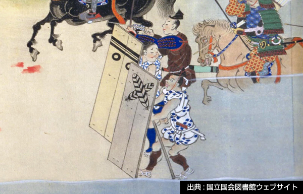 鎌倉時代の史料には鷹の羽の紋章が描かれている