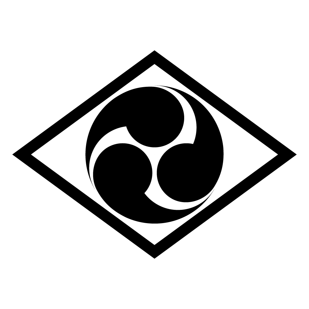 家紋「菱に三つ巴」の高精細画像。