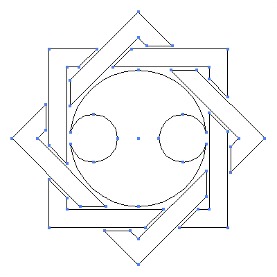 家紋「組み合い角に分銅」紋のベクターフリー素材のアウトライン画像