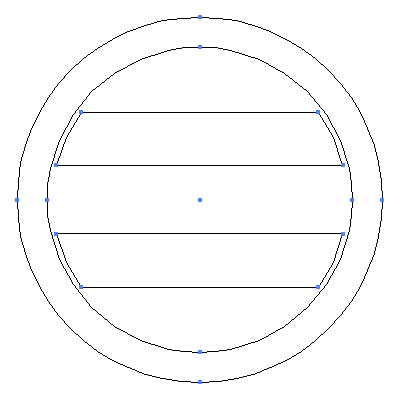 家紋「丸の内に二つ引き」紋のベクターフリー素材のアウトライン画像