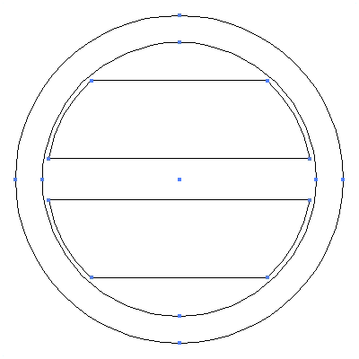 家紋「丸の内に太二つ引き」紋のベクターフリー素材のアウトライン画像