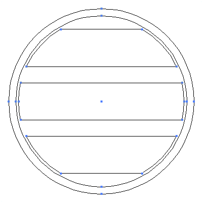 家紋「細輪の内に太三つ引き」紋のベクターフリー素材のアウトライン画像