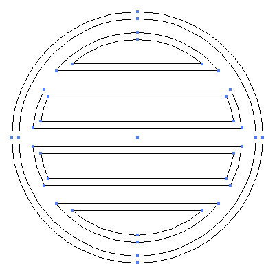 家紋「陰丸に三つ引き」紋のベクターフリー素材のアウトライン画像